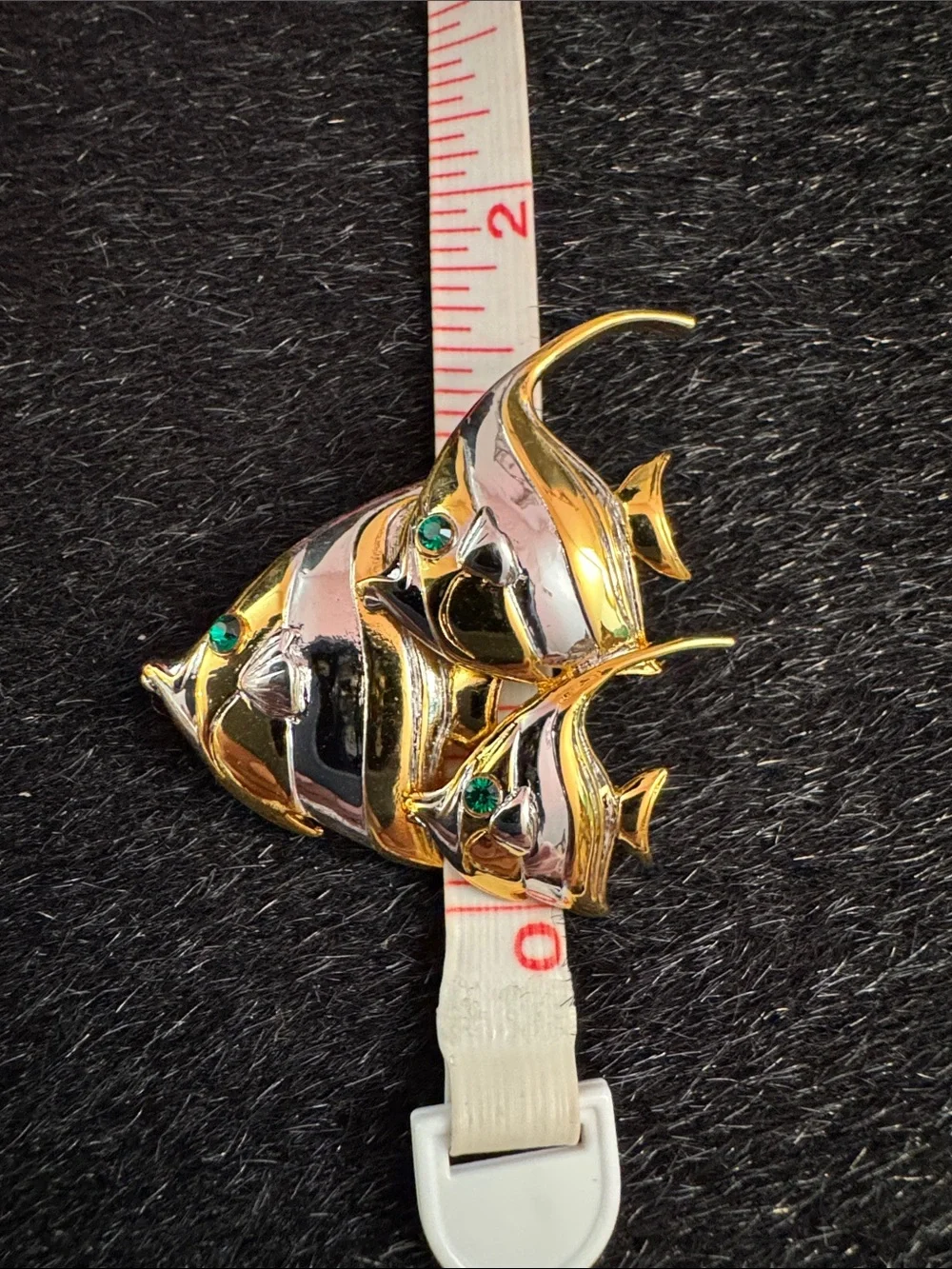 Gold and Silver Fish Ornament with Green Accents - Pets Fish Decor